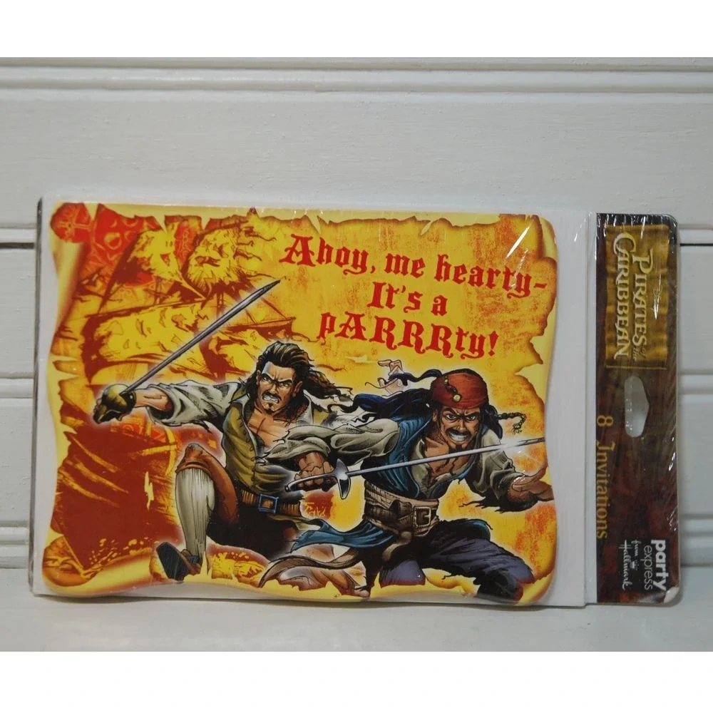 Pirates of the Caribbean Party Invitations Disney Hallmark New Blank‎ Cards